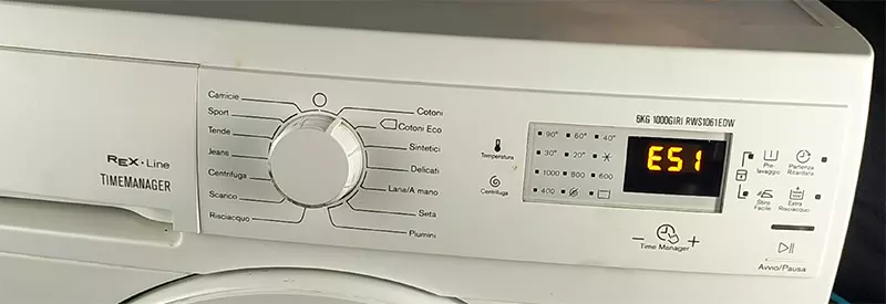 Errore E51 lavatrice Electrolux.